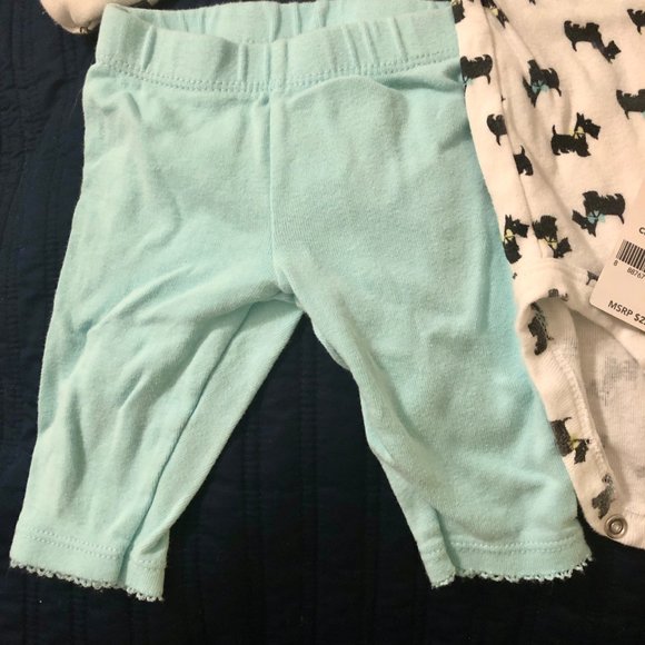 EUC Baby Girl Carter's Print Bodysuits & Scottie Dog Pants Set - size newborn - Picture 4 of 16